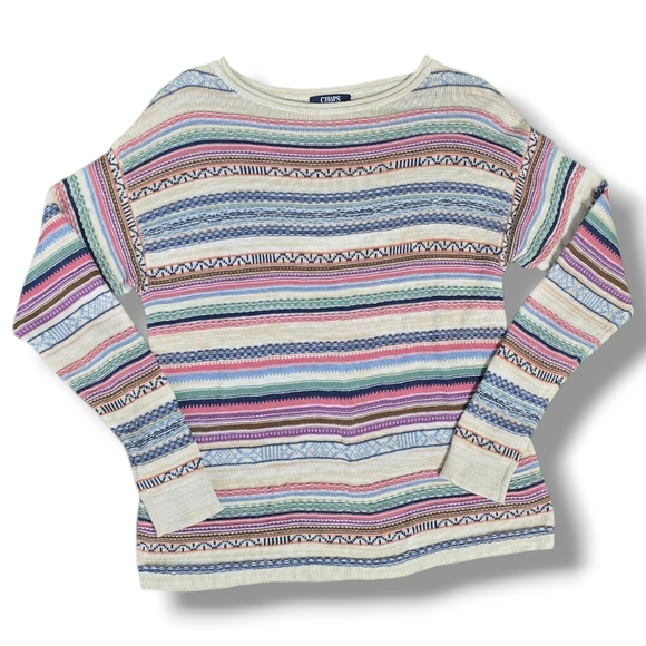 Chaps | southwestern motif striped lightweight rolled neck sweater - Picture 2 of 16